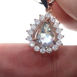 Aquamarine 1.20ct Rose Gold Finish Solid 925 Sterling Silver Pendant